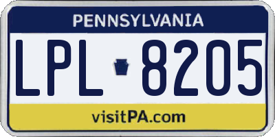 PA license plate LPL8205