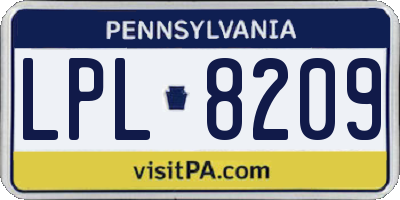 PA license plate LPL8209