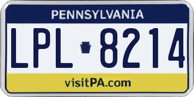PA license plate LPL8214
