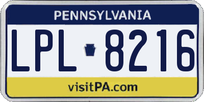 PA license plate LPL8216