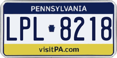 PA license plate LPL8218