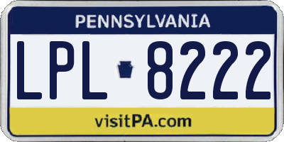 PA license plate LPL8222
