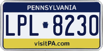 PA license plate LPL8230