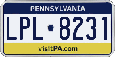 PA license plate LPL8231