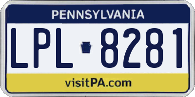 PA license plate LPL8281