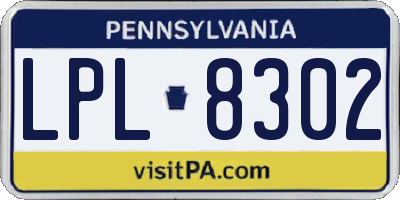 PA license plate LPL8302