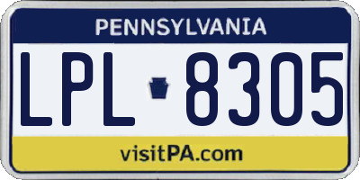 PA license plate LPL8305