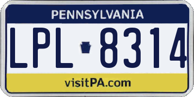 PA license plate LPL8314