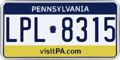 PA license plate LPL8315
