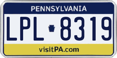 PA license plate LPL8319