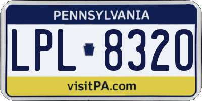 PA license plate LPL8320