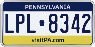 PA license plate LPL8342
