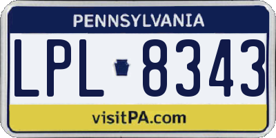 PA license plate LPL8343