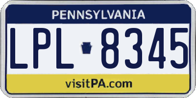 PA license plate LPL8345