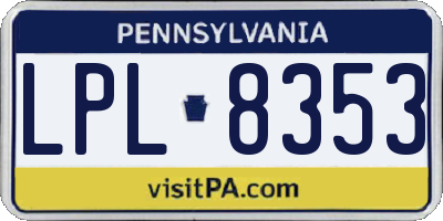 PA license plate LPL8353