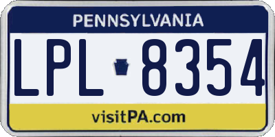 PA license plate LPL8354