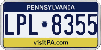 PA license plate LPL8355