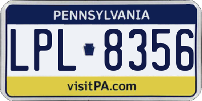 PA license plate LPL8356