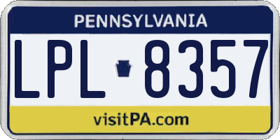 PA license plate LPL8357