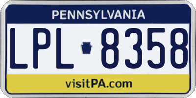 PA license plate LPL8358
