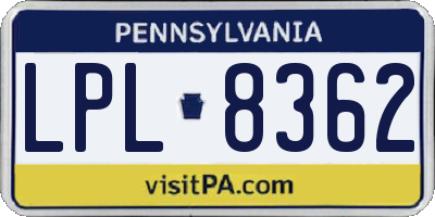 PA license plate LPL8362