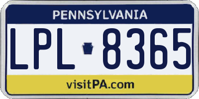 PA license plate LPL8365