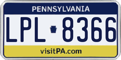 PA license plate LPL8366