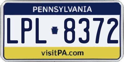 PA license plate LPL8372