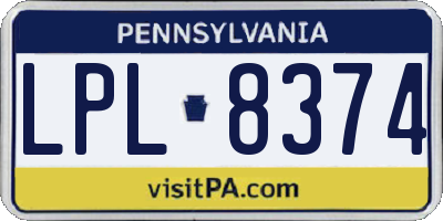PA license plate LPL8374