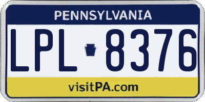 PA license plate LPL8376
