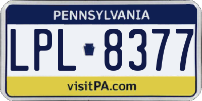 PA license plate LPL8377