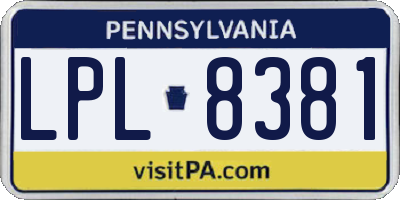 PA license plate LPL8381