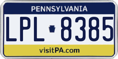 PA license plate LPL8385