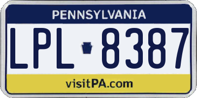 PA license plate LPL8387