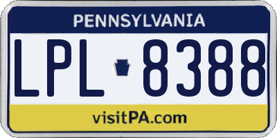 PA license plate LPL8388