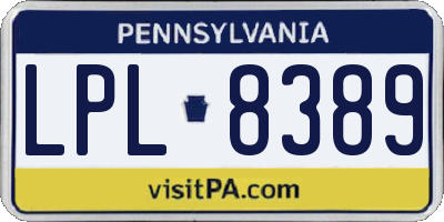 PA license plate LPL8389