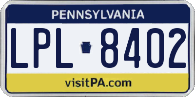 PA license plate LPL8402