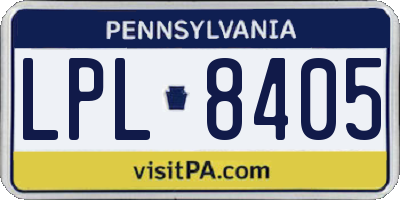 PA license plate LPL8405