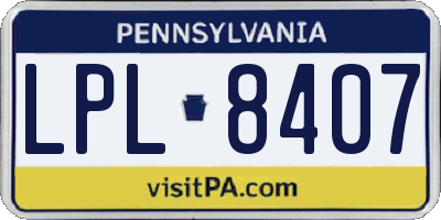 PA license plate LPL8407
