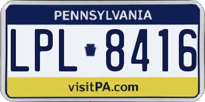 PA license plate LPL8416