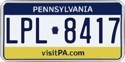 PA license plate LPL8417