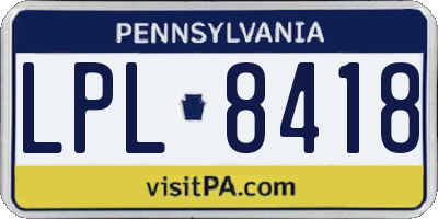PA license plate LPL8418