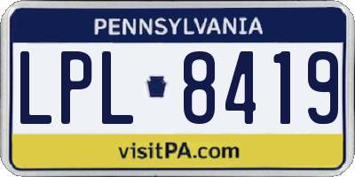 PA license plate LPL8419