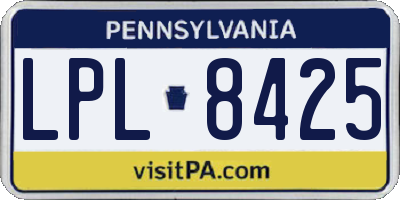 PA license plate LPL8425