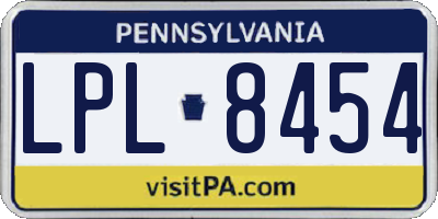 PA license plate LPL8454