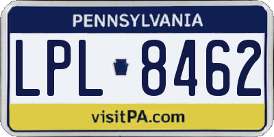 PA license plate LPL8462