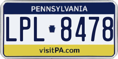PA license plate LPL8478