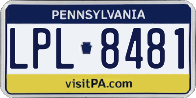 PA license plate LPL8481