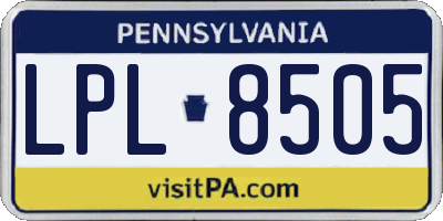 PA license plate LPL8505