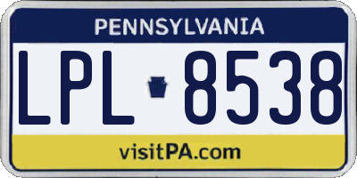 PA license plate LPL8538